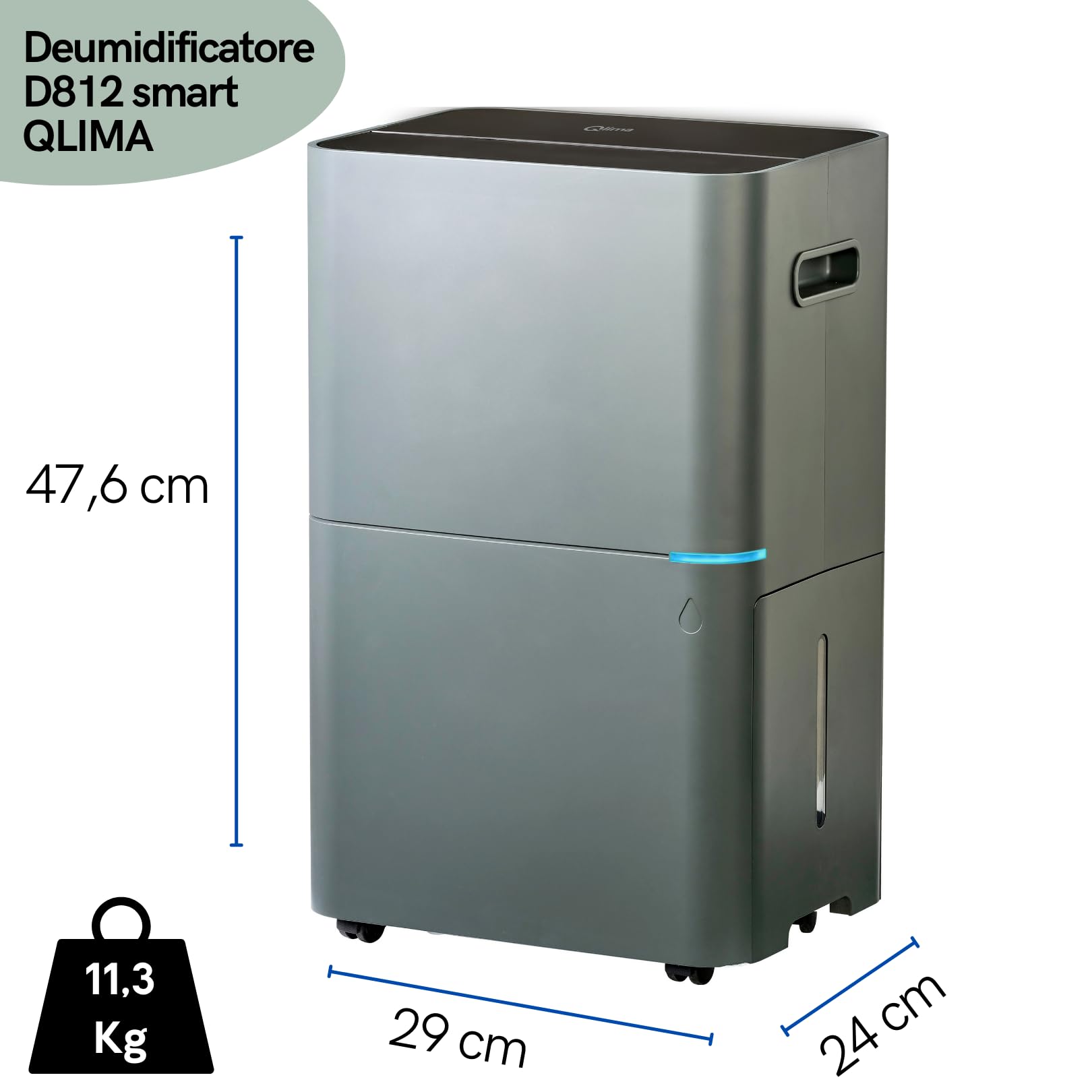 Deumidificatore d 812 smart GRIGIO