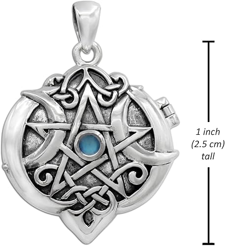 Miniatura 5 de Dryad Design Medallón colgante de corazón con nudo celta, plata de ley 925, piedra lunar arco iris, joyería de pentáculo wicca, Plata esterlina,
