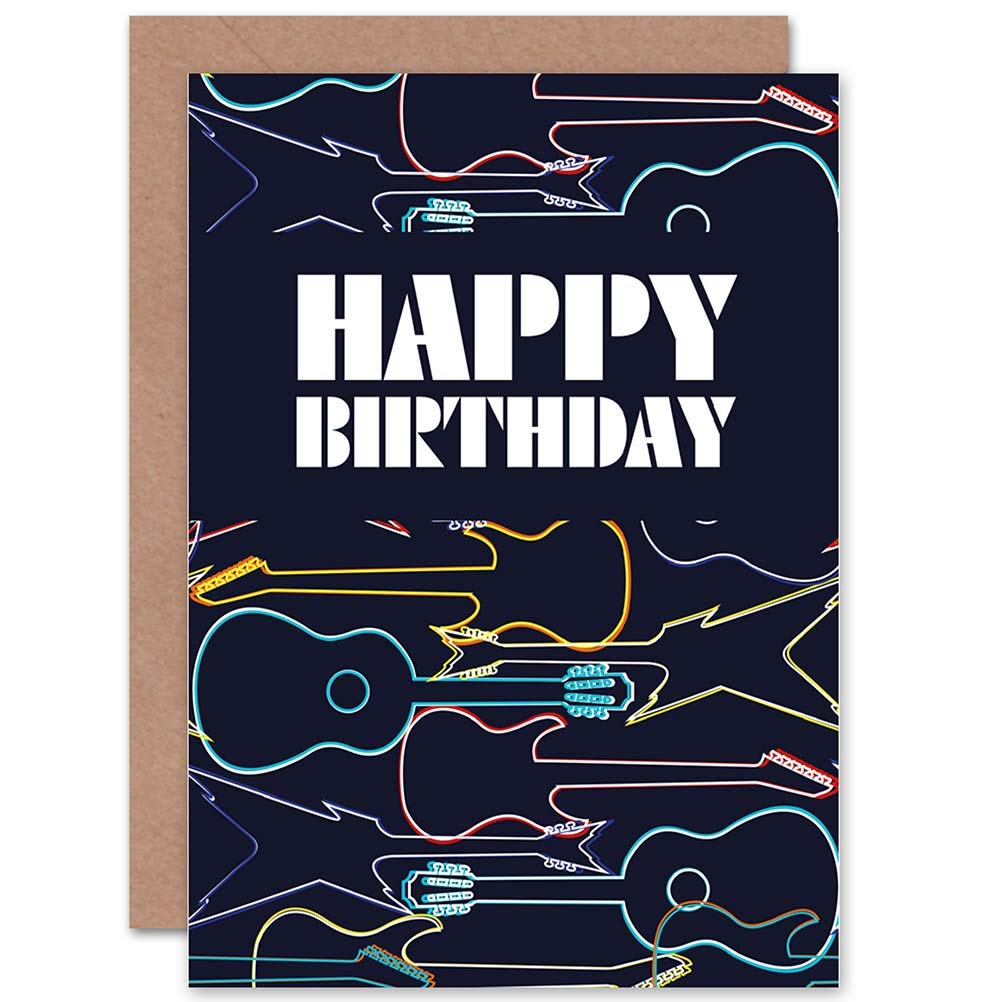 Wee Blue Coo Blue Wee Coo Happy Birthday Guitars Sealed Greeting Card Plus Envelope Blank Inside