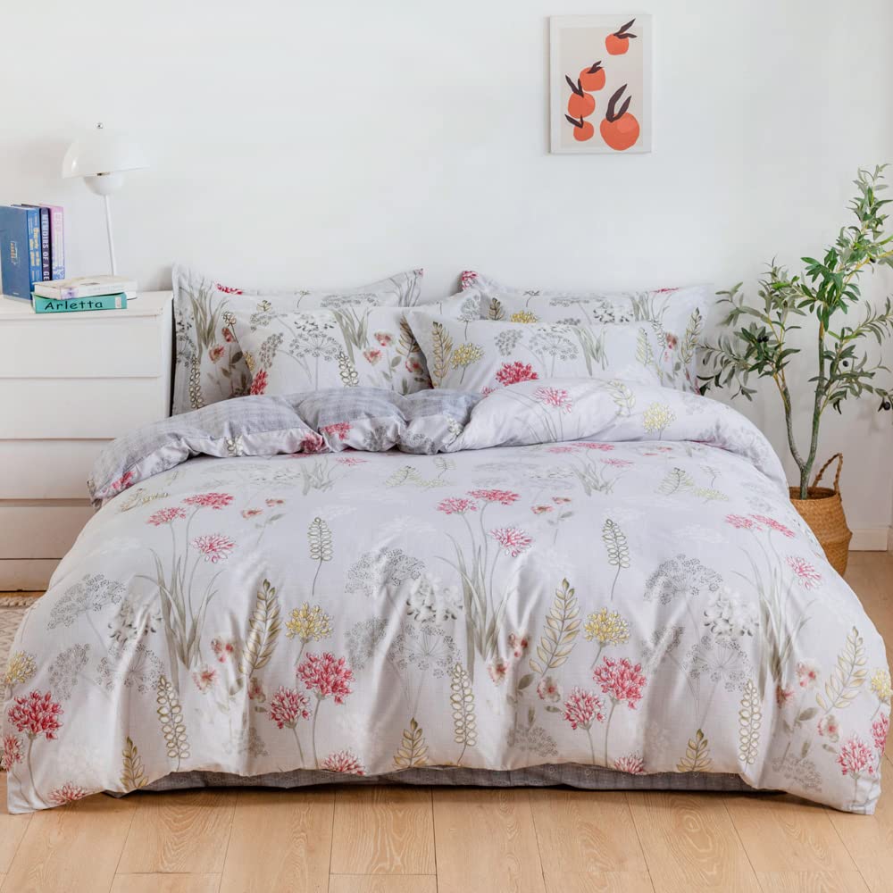 RISHAHOME 6 Piece King Size Duvet Cover Set Microfibre PUMICE 1 Duvet Cover 220x240 cm, 1 Fitted Sheet 200x200+25 cm, 4 Pillow Cases 48x74cm Multicolour, Multicolor