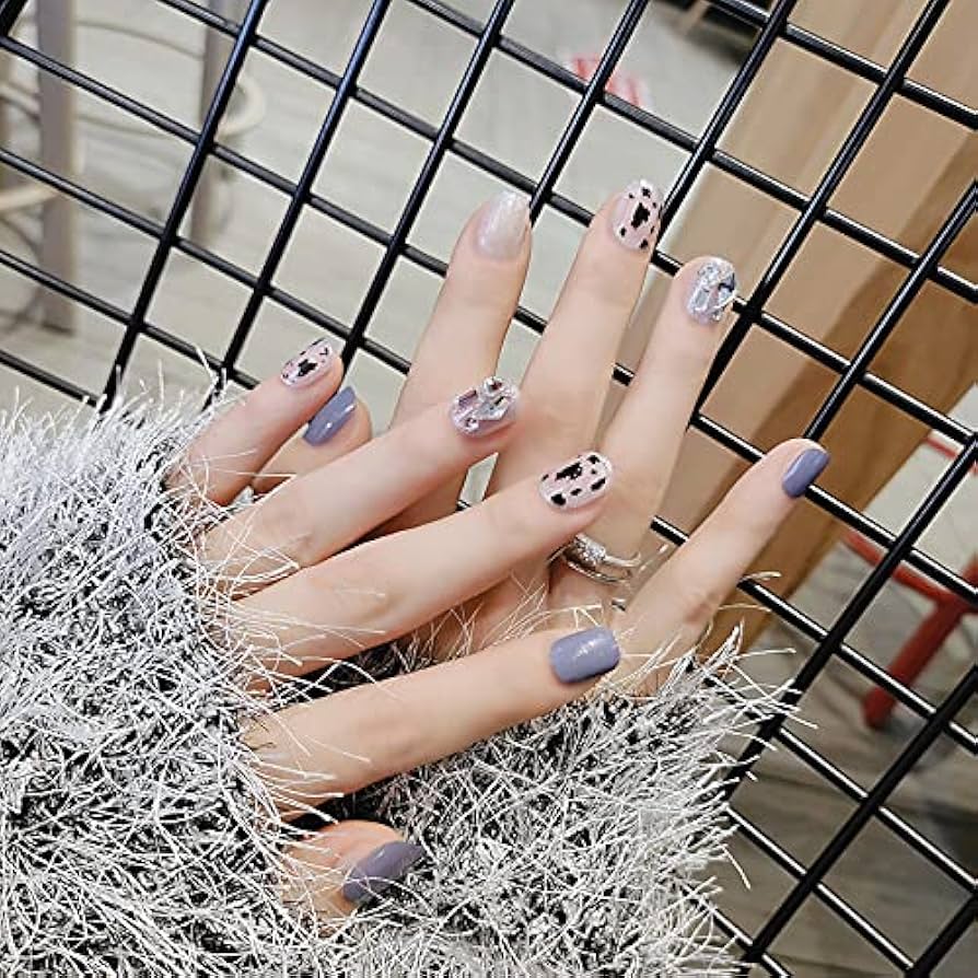 No.040】ネイルチップ♡グレーネイル♡ニットネイル♡マット