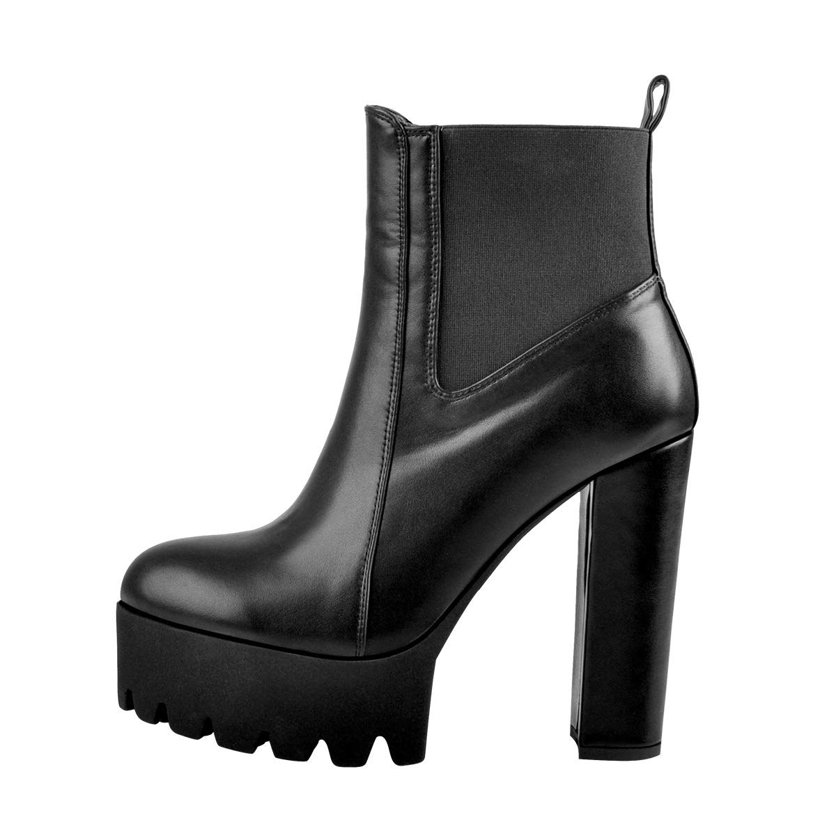 Women's Close Toe Block High Heel Ankle Boots Platform Casual Dress Booties