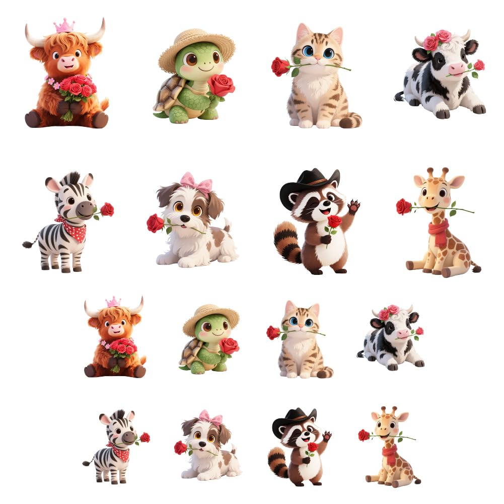 ANATTASOUL 16Pcs Rose Animals Iron on Transfers for T-Shirts DIY Craft โ image 1