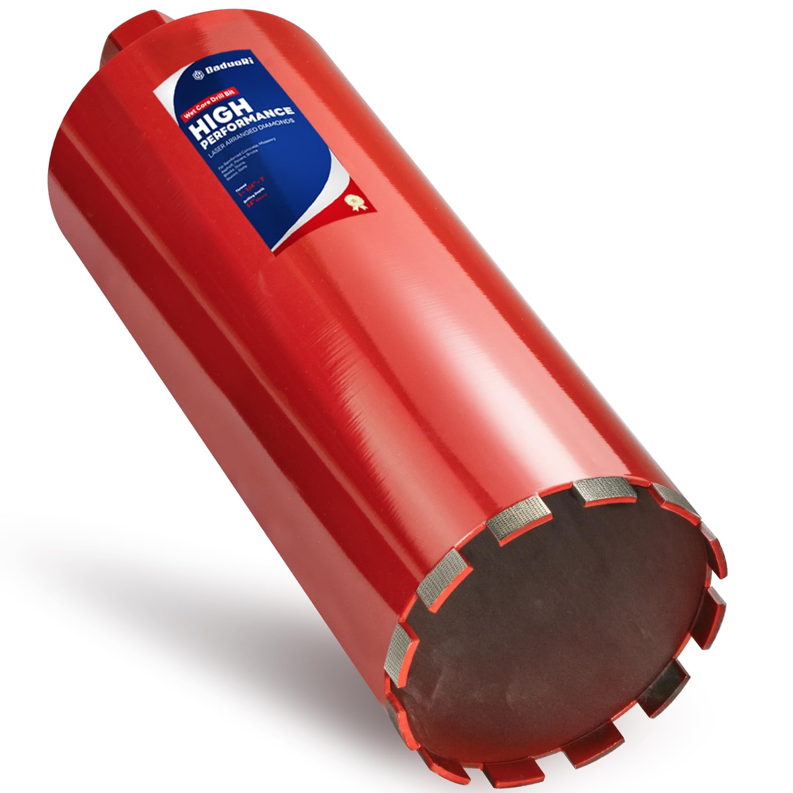 DaduoRi Premium 6" Wet Core Drill Bit for Hard Concrete with High-Density Diamond, Precision-Welded Segments, 1-1/4"-7 UNC x 14" Depth, Industrial