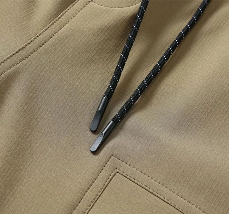 Solid Color Casual Simple High Waist Elastic Drawstring Stitching Classic Men's Work Pants4