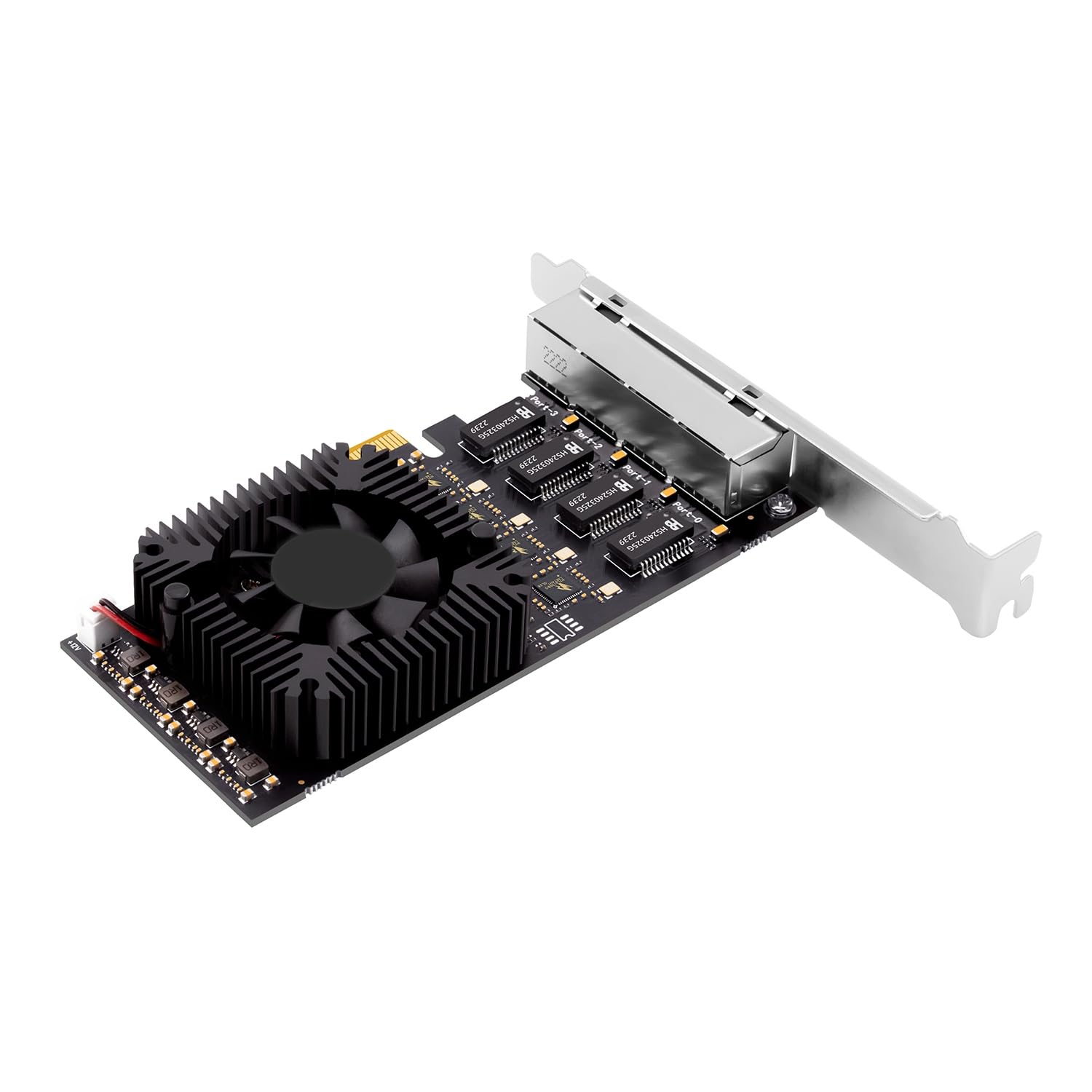 1 x Scheda di rete POE PCIE 4 porte in plastica e metallo 10/100/1000/2500Mbps Convertitore Ethernet industriale Gigabit 20G PCIE X4 con chip 8125BG