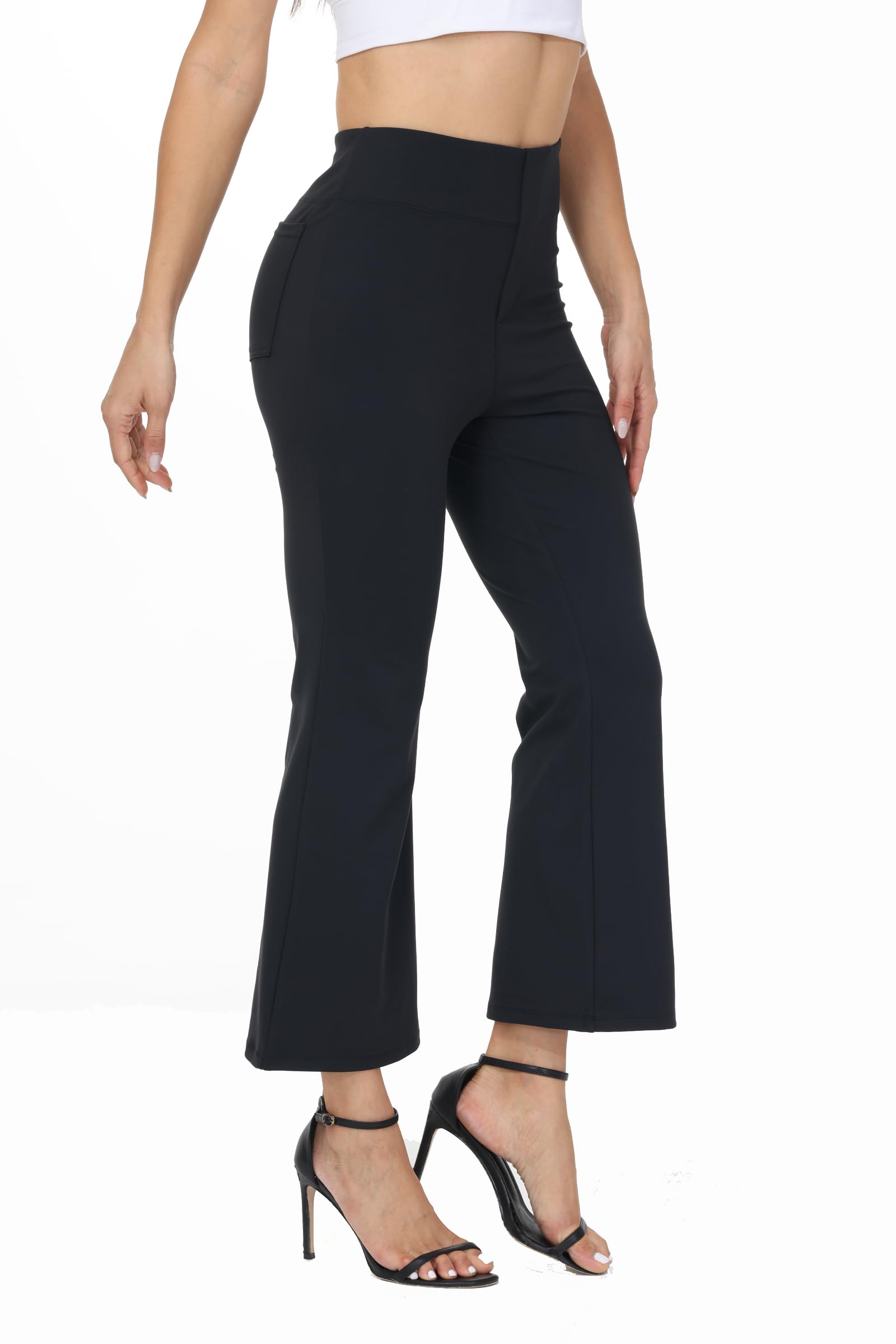 Womens Wide Leg Dress Pants Business Casual Work Trousers High Waisted with Pockets Trendy Stretch Office Slacks