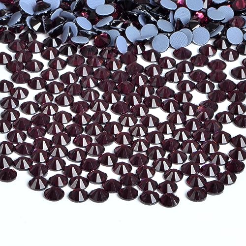 Image of Bymitel Hotfix Crystal Rhinestones Round Gems Iron on DIY Jewelry Making Flat Back for Crafts,Amethyst, 2mm(SS6 /2880pcs)