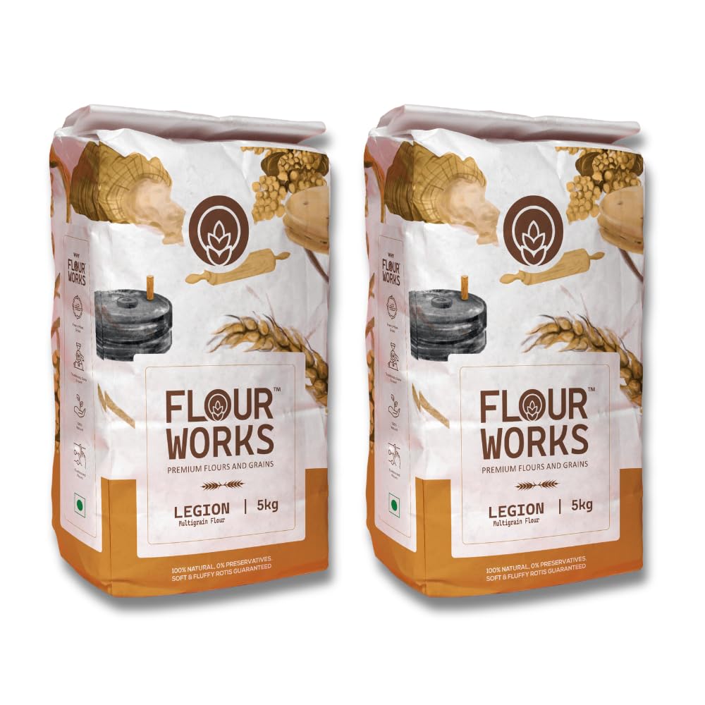 FlourWorks Legion Multigrain Atta, 10KG (2 Packs of 5kg) 7 Grains Millet Aata | Traditional Stone Ground | Nutrient-Rich & Heart-healthy | Soft & Fluffy Rotis (B0CDH7FQ2D) Amazon Price History, Amazon Price Tracker