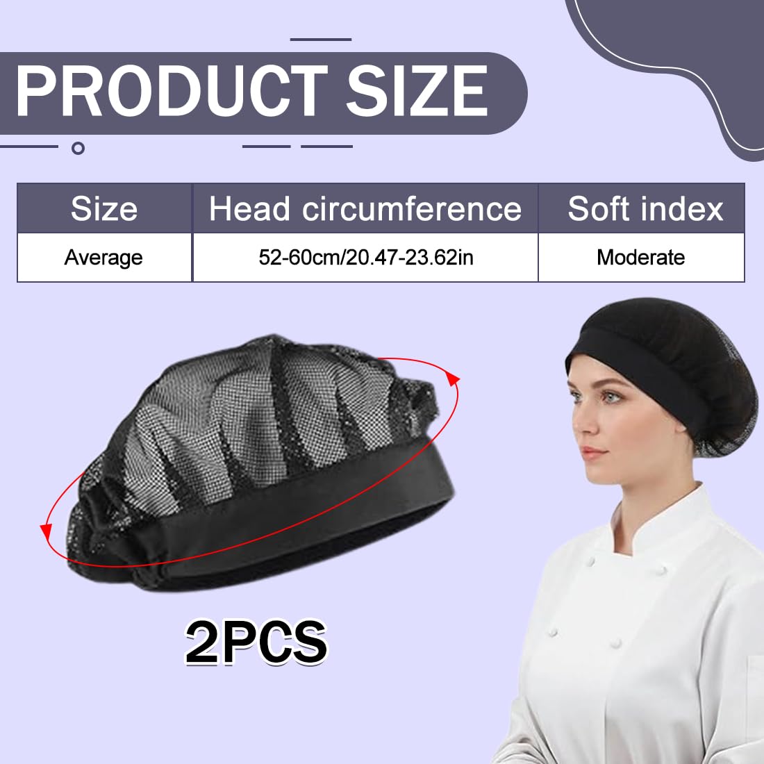 Cappelli da cuoco monouso 2 pezzi regolabile con retina per capelli riutilizzabile