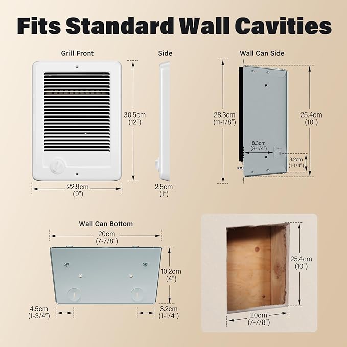 Calefactor Eléctrico de Pared con Termostato 1500/1125W 240/208V miniatura 2