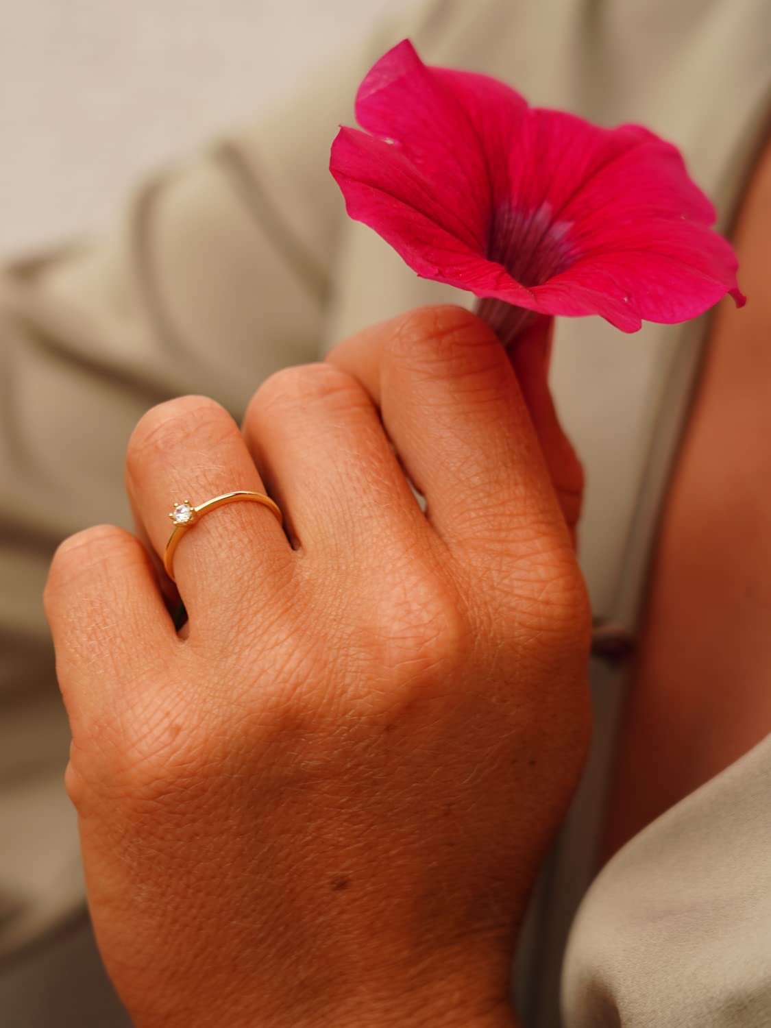 My Gold Damen Verlobungsring Zirkonia Gold 585 Echtes Weißgold (14 Karat) Heiratsantrag Antrag Damenring Goldring Golden Love