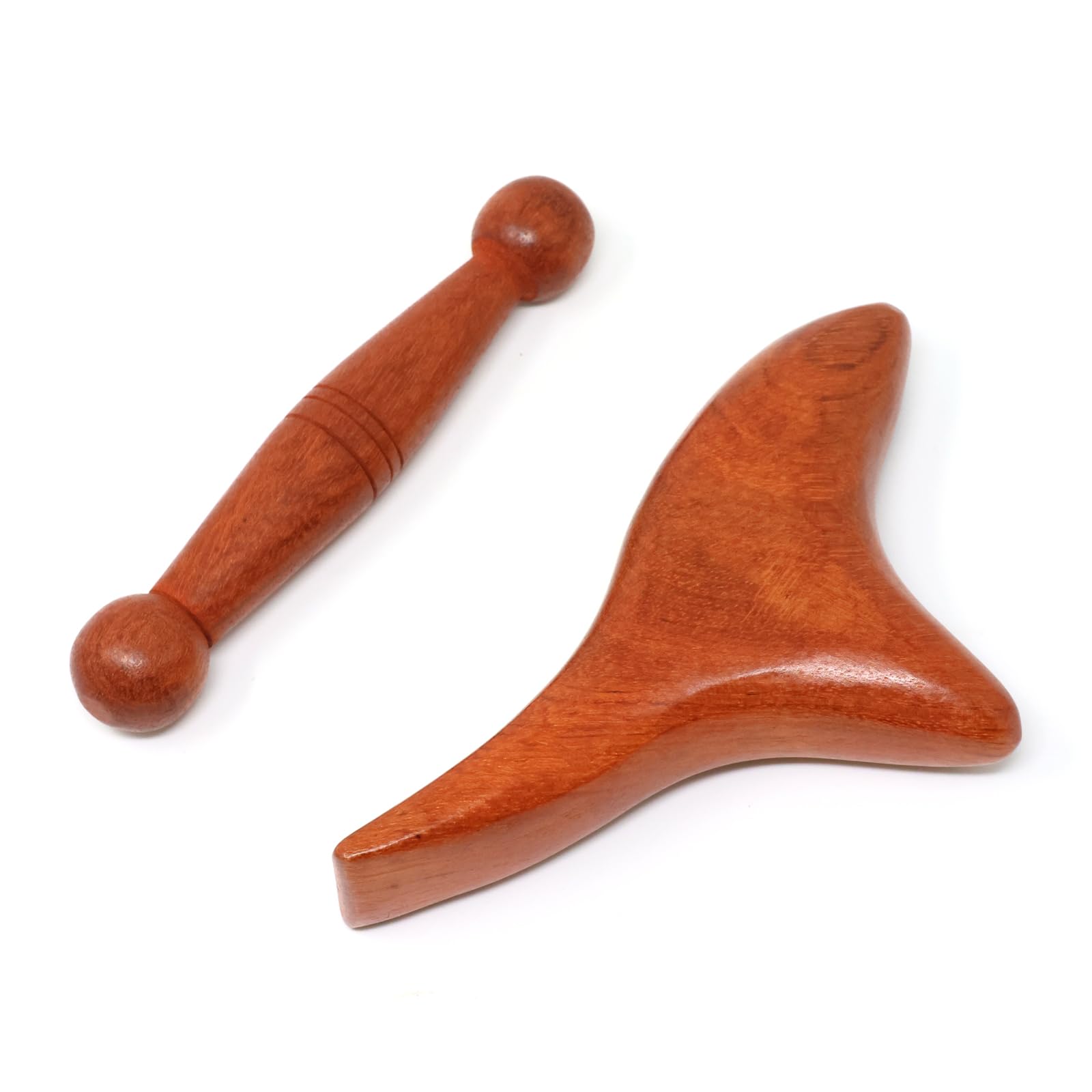 Honbay2PCS Reflexology Tools Wood Body Massage Tools Triangle Massager Wooden Gua Sha Board Scraping Board Foot Massage Stick Tool Head Neck Hand Waist Calf Leg Foot Massager (Rosewood)