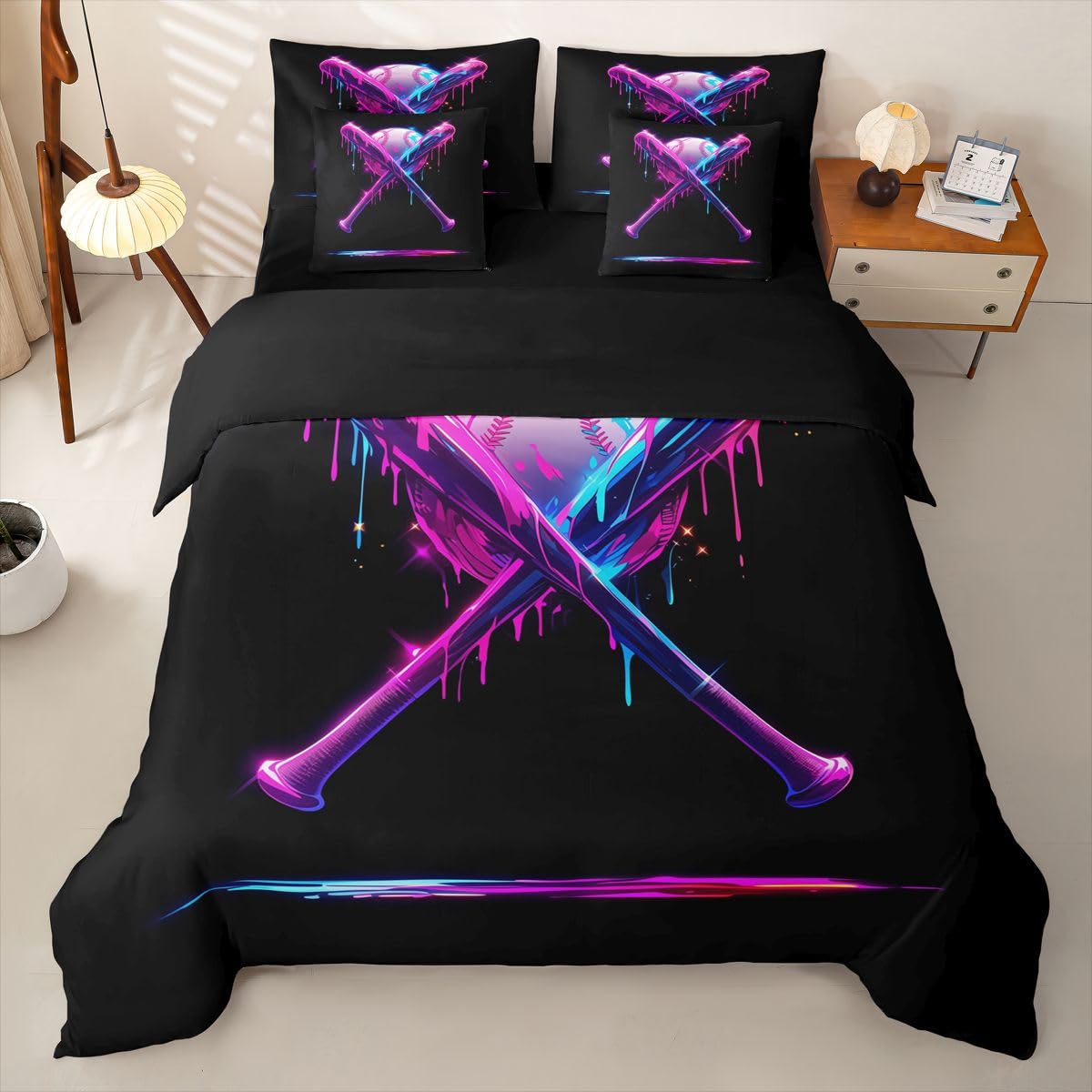 Homewish Neon Eiscreme Tropfen Bettwäsche 135x200 7-teilig