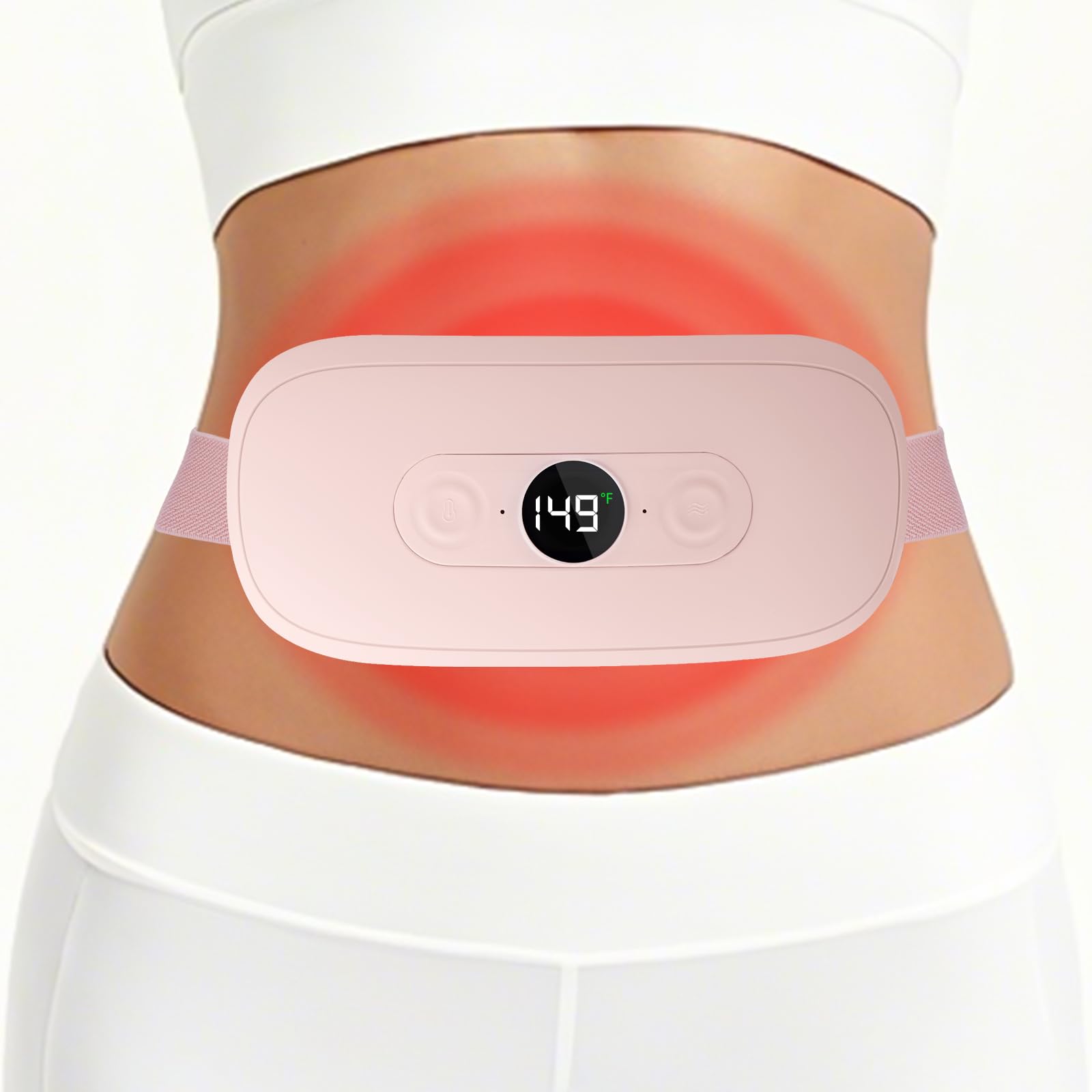 Coussin Chauffant Menstruel, USB Rechargeable 5000mAh Ventre Coussin de Massage Chauffant 6 Niveaux Température 6 Modes de Massage Ceinture Chauffante Regle Douloureuse Cadeaux pour Femmes