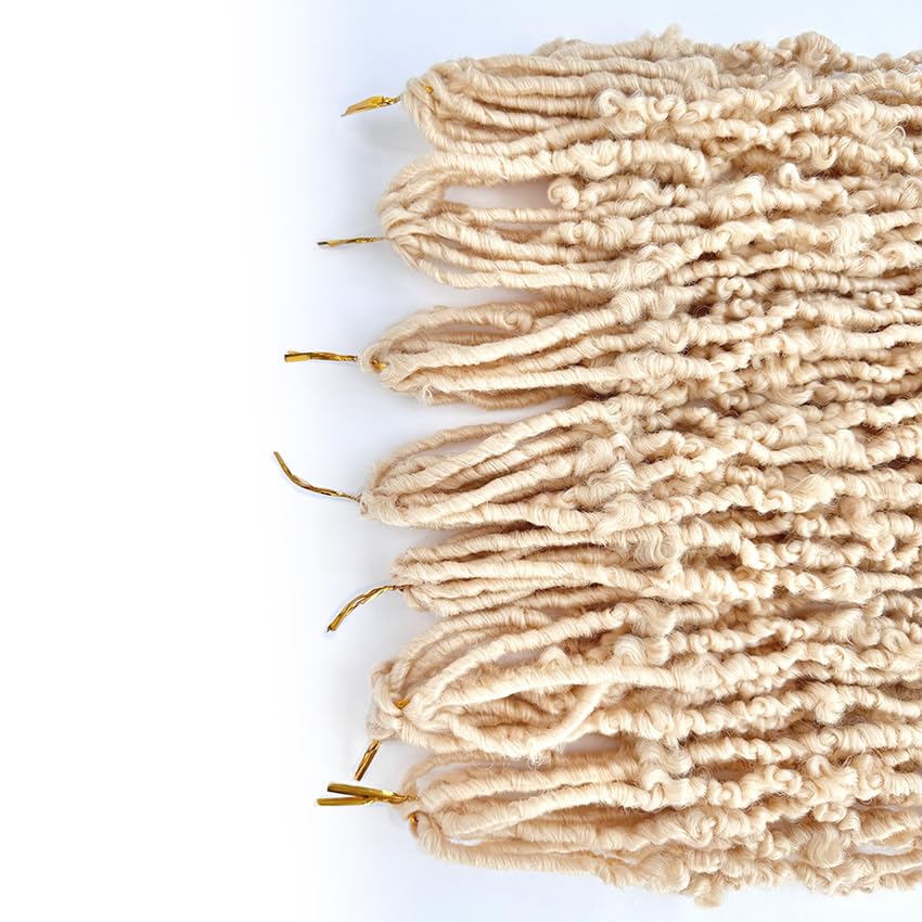Supernova 7 Pcs Faux Locs Butterfly Locs Crochet Hair 22 Inch 613# Blonde Soft Locs Crochet Hair for Women Pre Looped Distressed Locs Synthetic Hair Bundles 7 Pcs Can Full a Head(22 Inch, 7Packs)