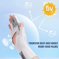 Vista 2 de Palmyth Guantes de pesca sin dedos con protección UV, UPF50+, guantes de sol para hombres y mujeres para kayak, senderismo, remo, conducción