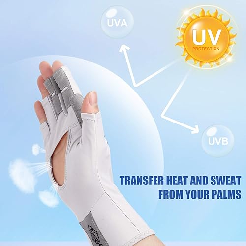 Miniatura 2 de Palmyth Guantes de pesca sin dedos con protección UV, UPF50+, guantes de sol para hombres y mujeres para kayak, senderismo, remo, conducción