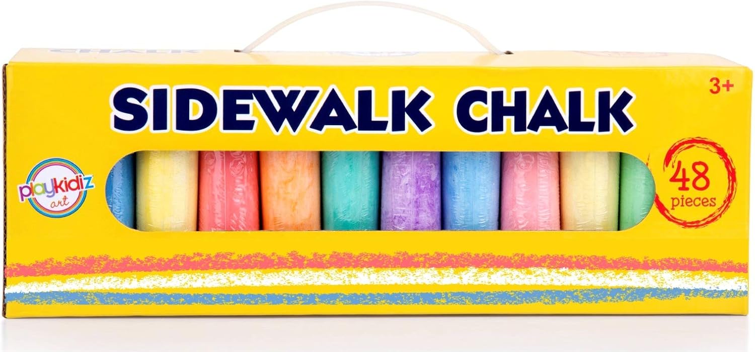 Jumbo Washable Sidewalk Chalk Set Non-Toxic Jumbo Chalk for, Painting on Chalkboard, Playground, Blackboard, and Outdoor Art Play (48)