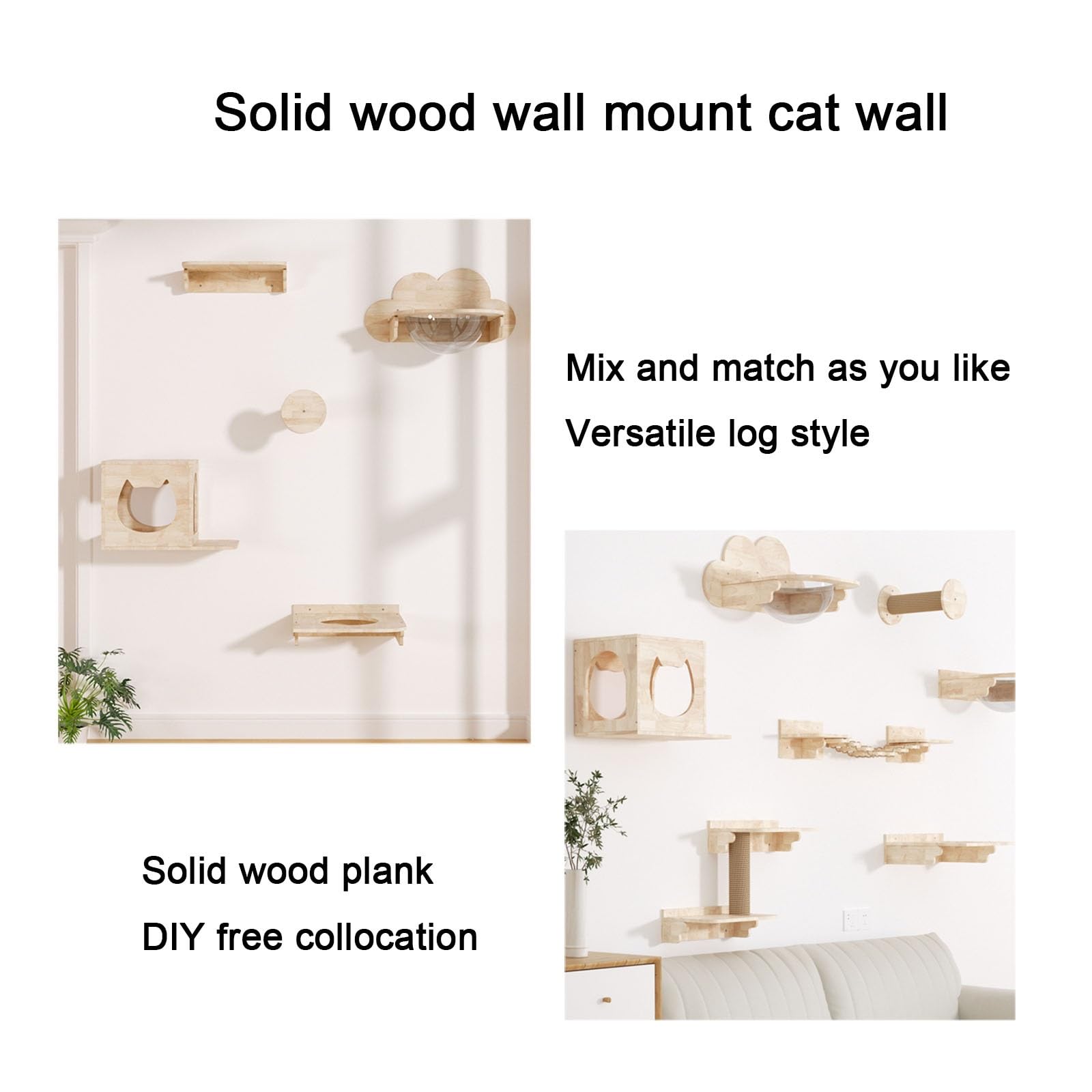 Katzenregale, Wand-DIY-Kratzbaum, Katzenwandmöbel, Katzensprungplattform, Katzennest, Raumkapsel-Kombination(C5)