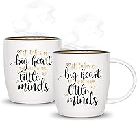 Vista 2 de CARAKNITS - Juego de 2 tazas de café blancas de cerámica de 13 onzas