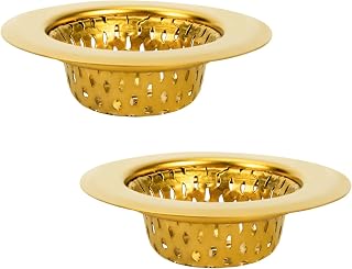 Snailhouse Bathroom Sink Strainers, 2 Pack 2.17 Inches Stainless Steel Small Mesh Utility Sink Drain Stopper Basket Cover Plug Screen, Gold