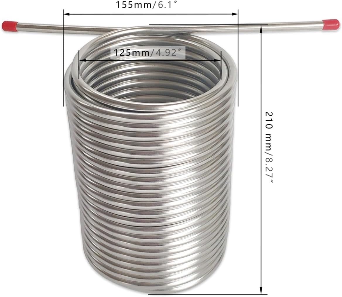 Double Layer Beer Water Wort Chiller, 20m Length Stainless Steel Cooling Coil 8mm Tube homebrew chiller
