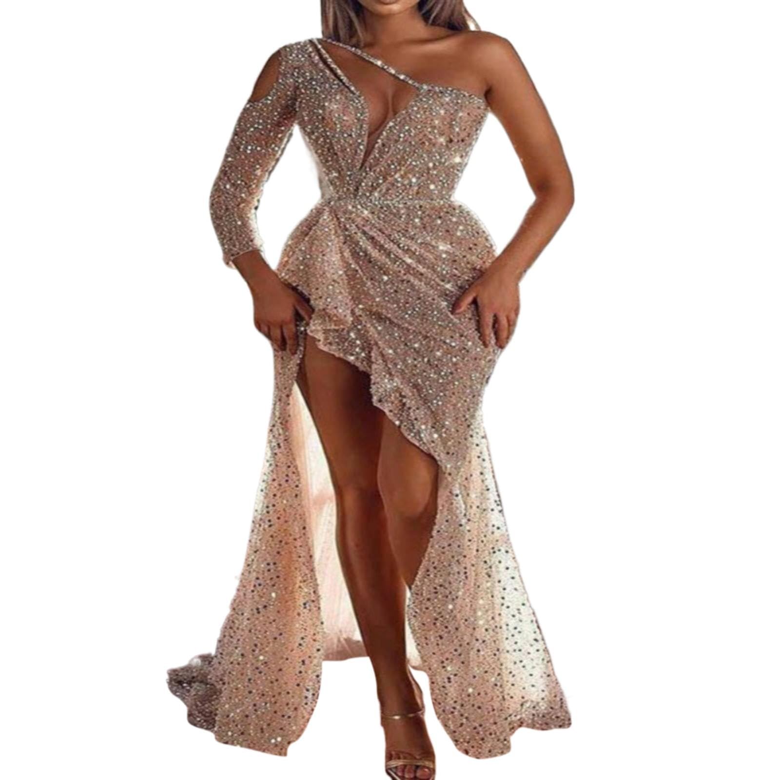 sachin and babi light blue dress Evening Dresses For Women Sexy , Party Dresses For Women Elegant Glitter  Sequins Prom Dresses For Women With High Slit Lightweight Long Sleeve  Women'S Dresses For Wedding Guest Aesthetic Women'S Dress :