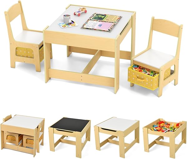 GOPLUS Table Enfant avec 2 Chaises