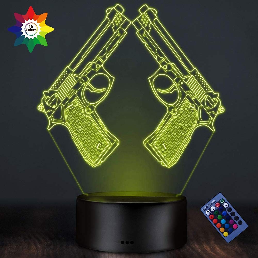 YTDZLTD 3D Lamp - 16 Colors Changing, USB Powered, Remote Control, Clear