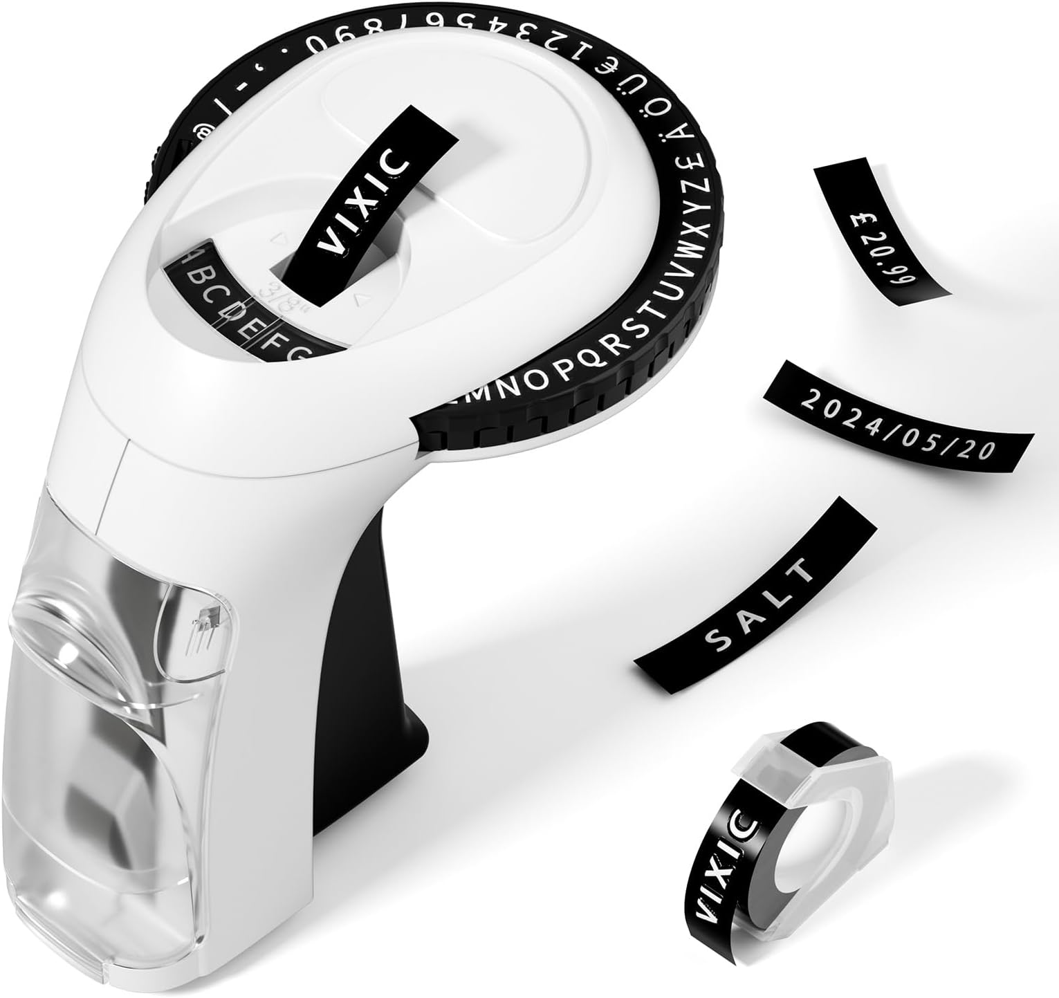 Embossing Label Maker Machine with Tape 3/8"(9mm), Handheld 3D Inkless Vintage Embossed Labeler for Home Kitchen DIY, Portable Retro Emboss Label Printer, Black
