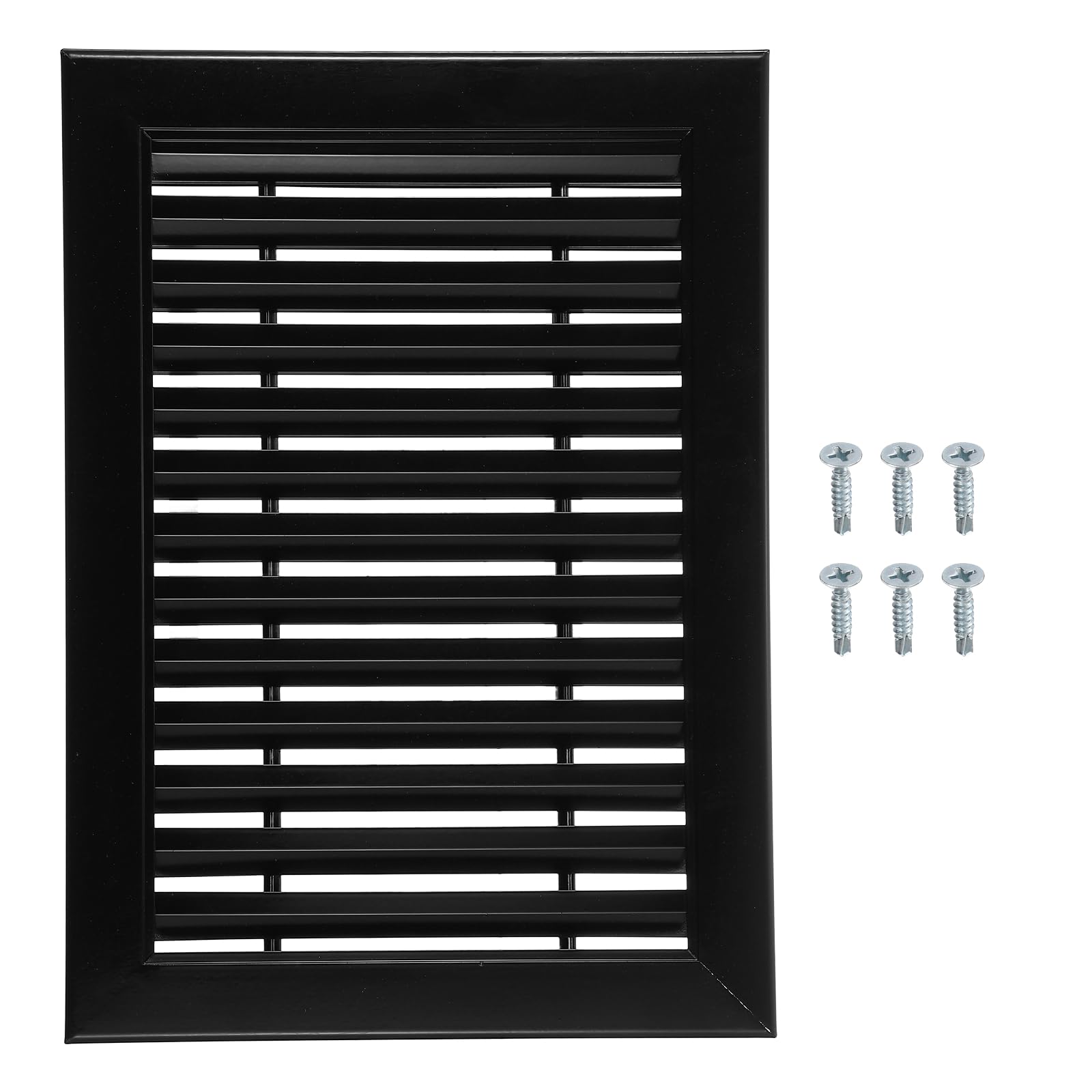 sourcing map Aluminum Air Vent Cover (350x250mm) - Rectangle Ventilation Grille Louvered Ventilation Cover for Cabinet Closet Door Wardrobe HVAC Vent (Ducting Openings: 295 x 195mm), Black