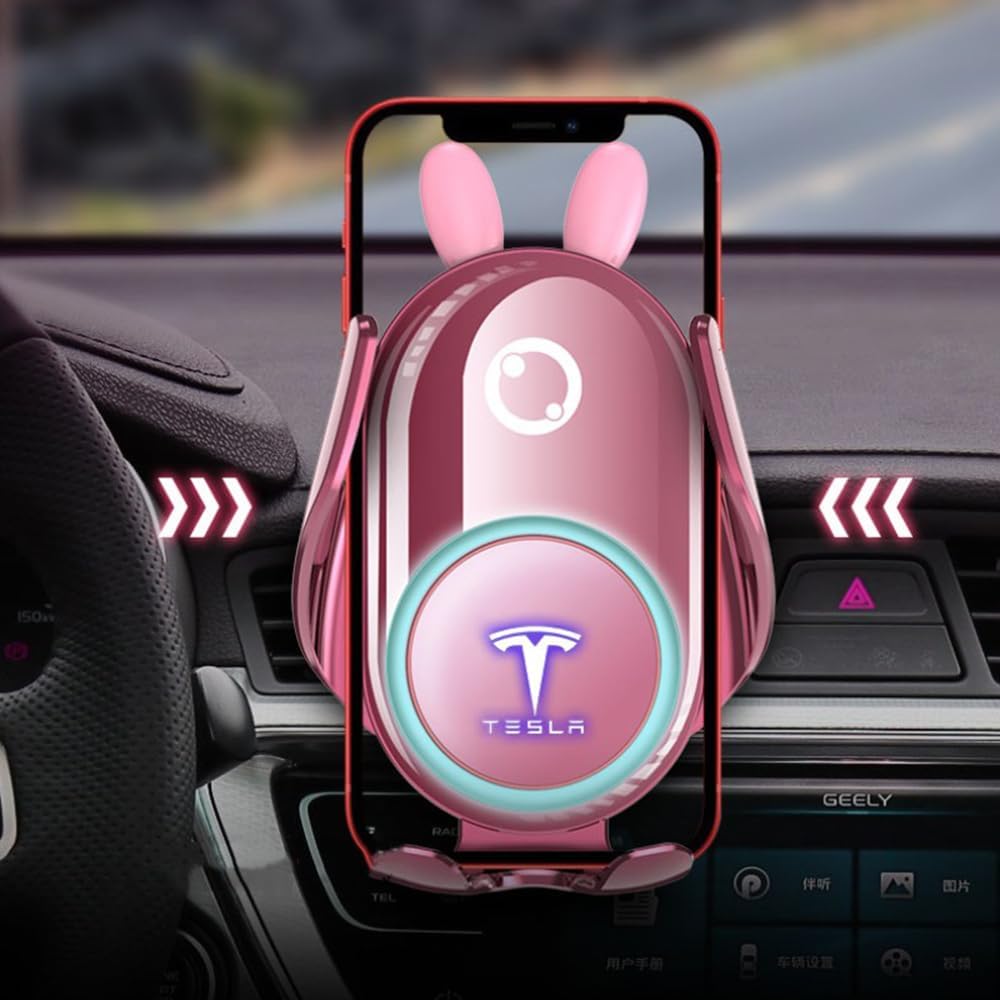 Soporte Móvil Coche,Soporte Móvil Coche para el Salpicadero Rejillas de Aire y Parabrisas para Tesla Model 3 2020 2021 2022 2023 2024.,A-Pink