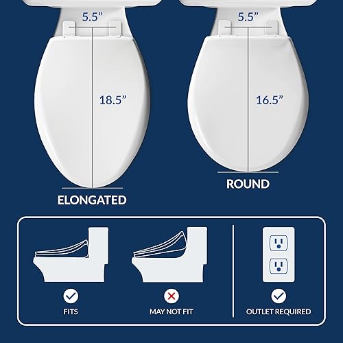 Miniatura 5 de Bio Bidet Asiento de inodoro redondo blanco Bliss BB-1700 bidé