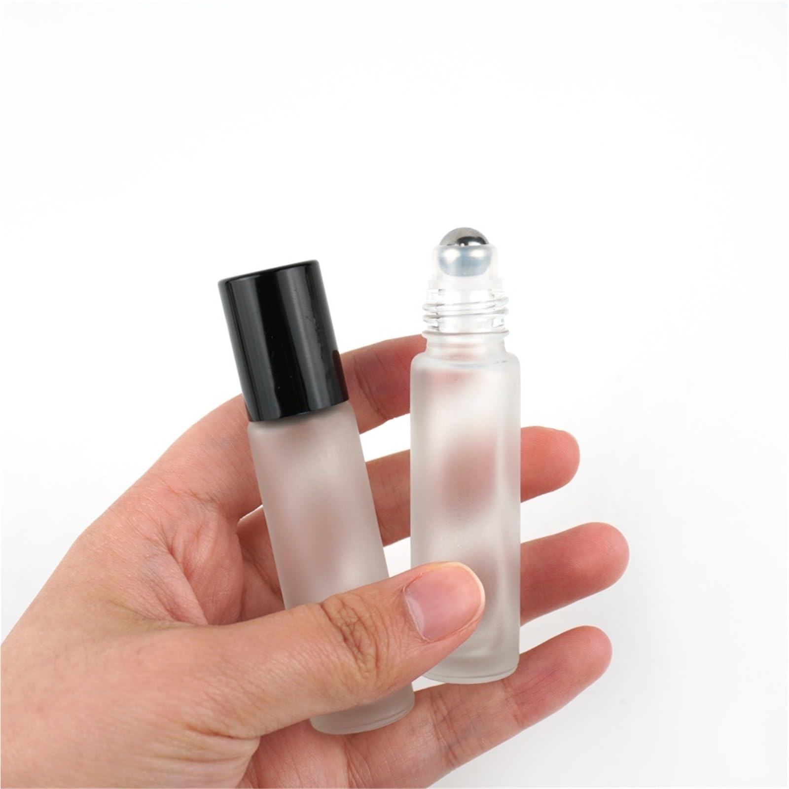 Roll On 10/20/50 pz Vuoto 10 ml Bottiglia di Vetro Rullo Trasparente Opaco Con Tappo Nero Lucido Profumo Olio Essenziale Roll on Bottiglie di Erogazione