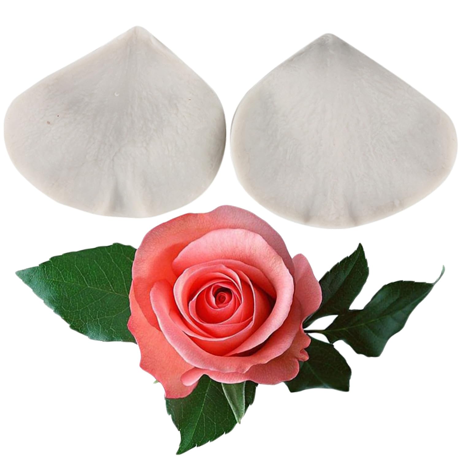 MINFEIDMS Rose Petals Silicone Mould Fondant Chocolate Moulds Veining Petal Sugar Flower Mould for Cake Decorating Cupcake Topper Candy Chocolate Gum Paste Polymer Clay