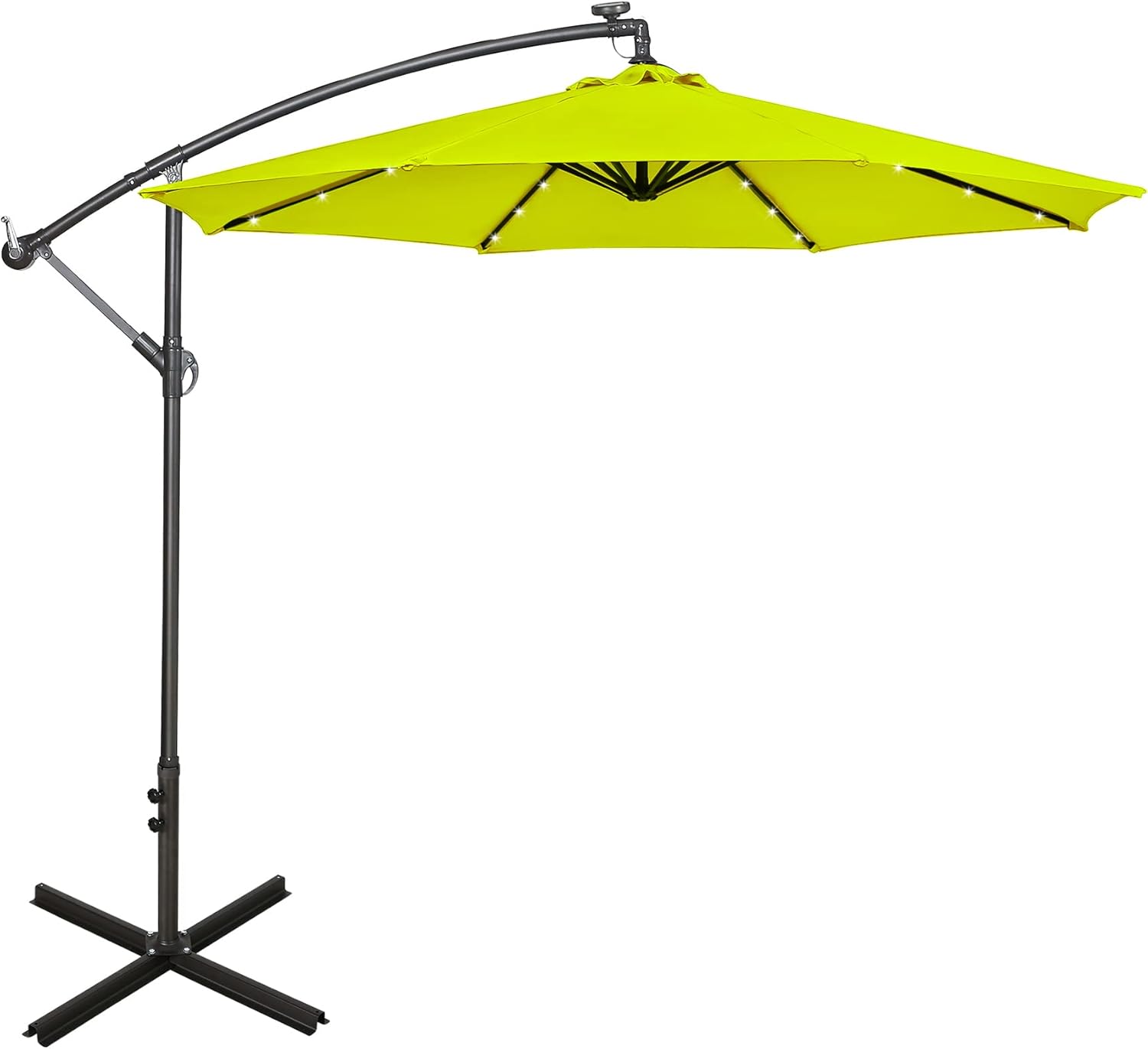 WO Home Furniture Patio LED Umbrella Set of 2 PCS 10ft Cantilever & Stand Kit (Bright Lime Green)