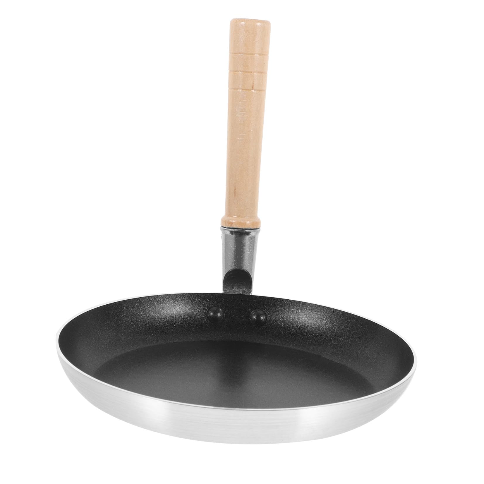 SHINEOFI Padella per Uova Antiaderente Piccola 19 CM in Alluminio Manico in Legno Mini Padella Multiuso per Frittate Pancake e Gnocchi per Cucina Domestica e Professionale