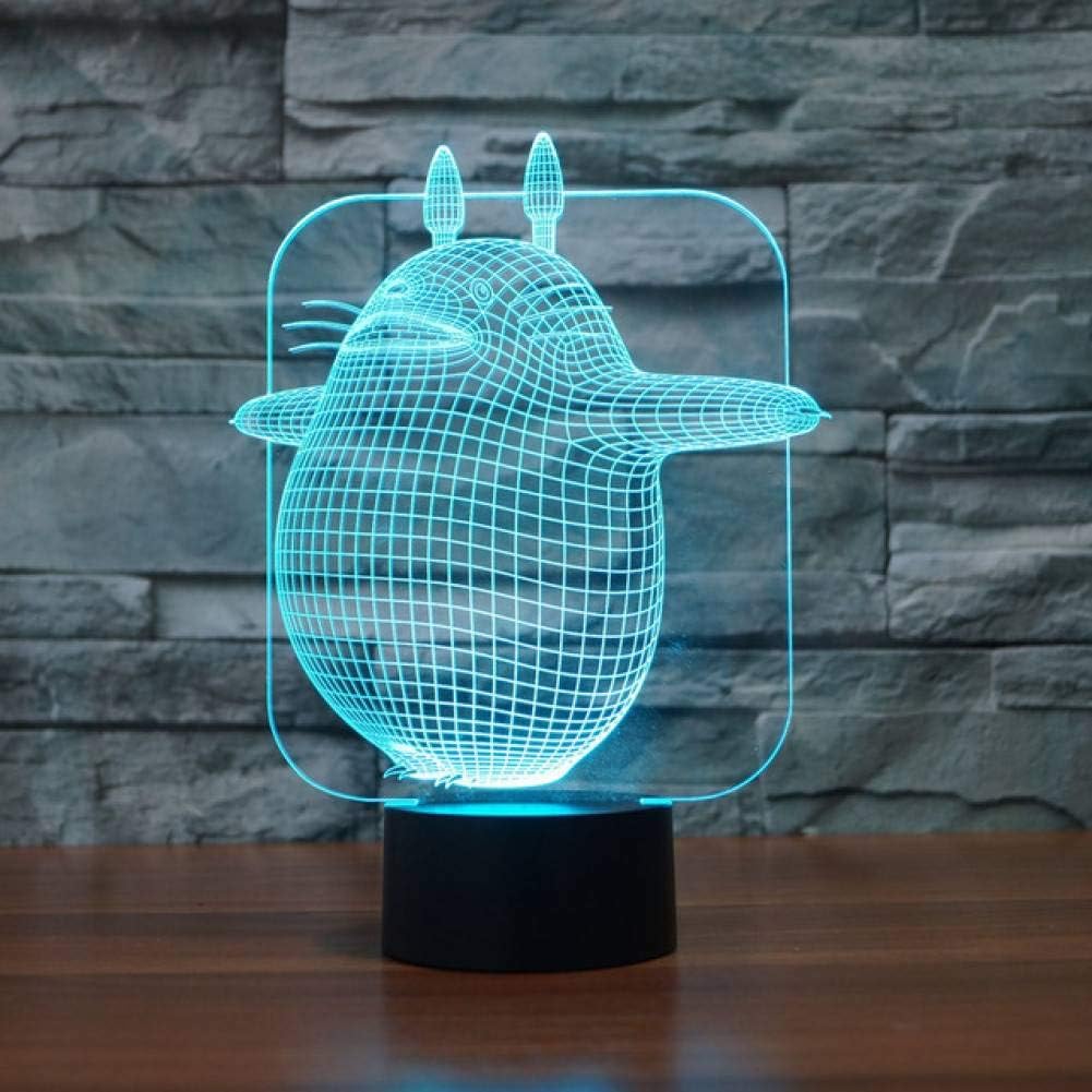 LLZGPZXYD Totoro Lámpara 3D Visual Led Night Lights USB Lámpara De Mesa De Escritorio 7 Colores Dormitorio Bebé Dormir Luz Nocturna para Niños Juguete De Regalo