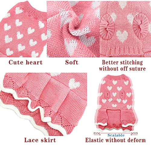 CHBORLESS Dog Sweater Puppy Dress: Warm Pet Small Dogs Clothes Winter Dog Heart Sweater Doggy Sweatshirt Doggie Coat Cat… - Image 4
