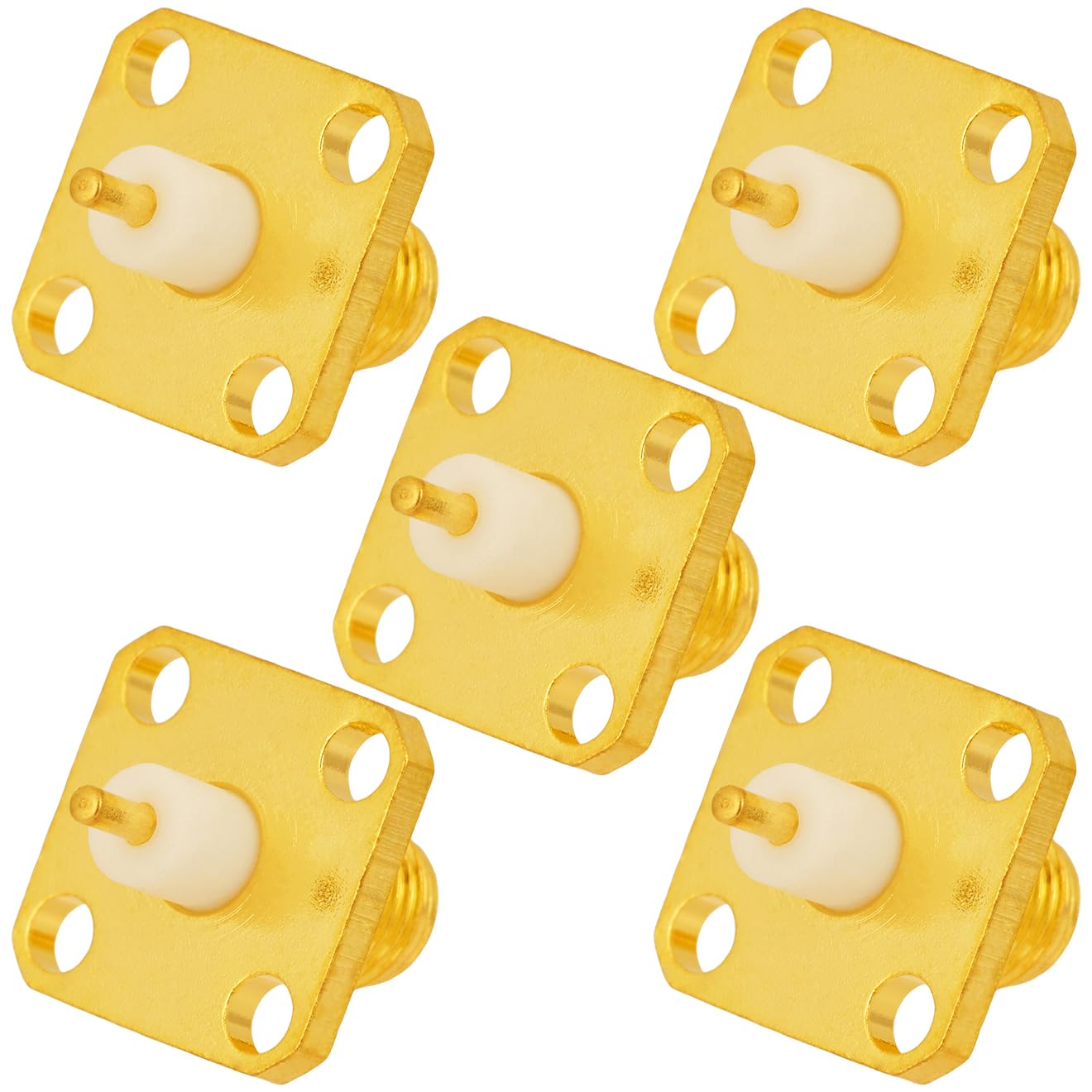 Vecys Lot de 5 adaptateurs SMA femelle à 4 trous pour montage sur panneau 50 Ohm SMA femelle 4 trous pour antenne radio câble coaxial
