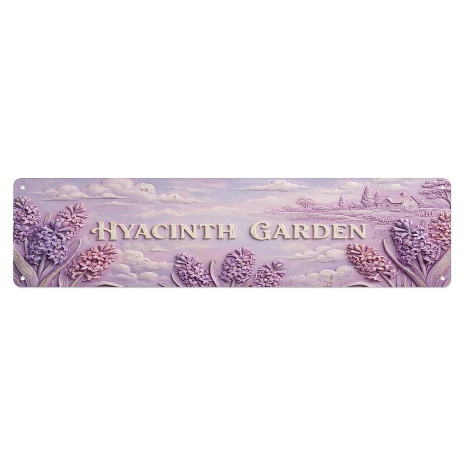 Olhnbad 4X16inch(10X40cm) Vintage Cottagecore Garden Hyacinth Garden Relief Metal Tin Sign