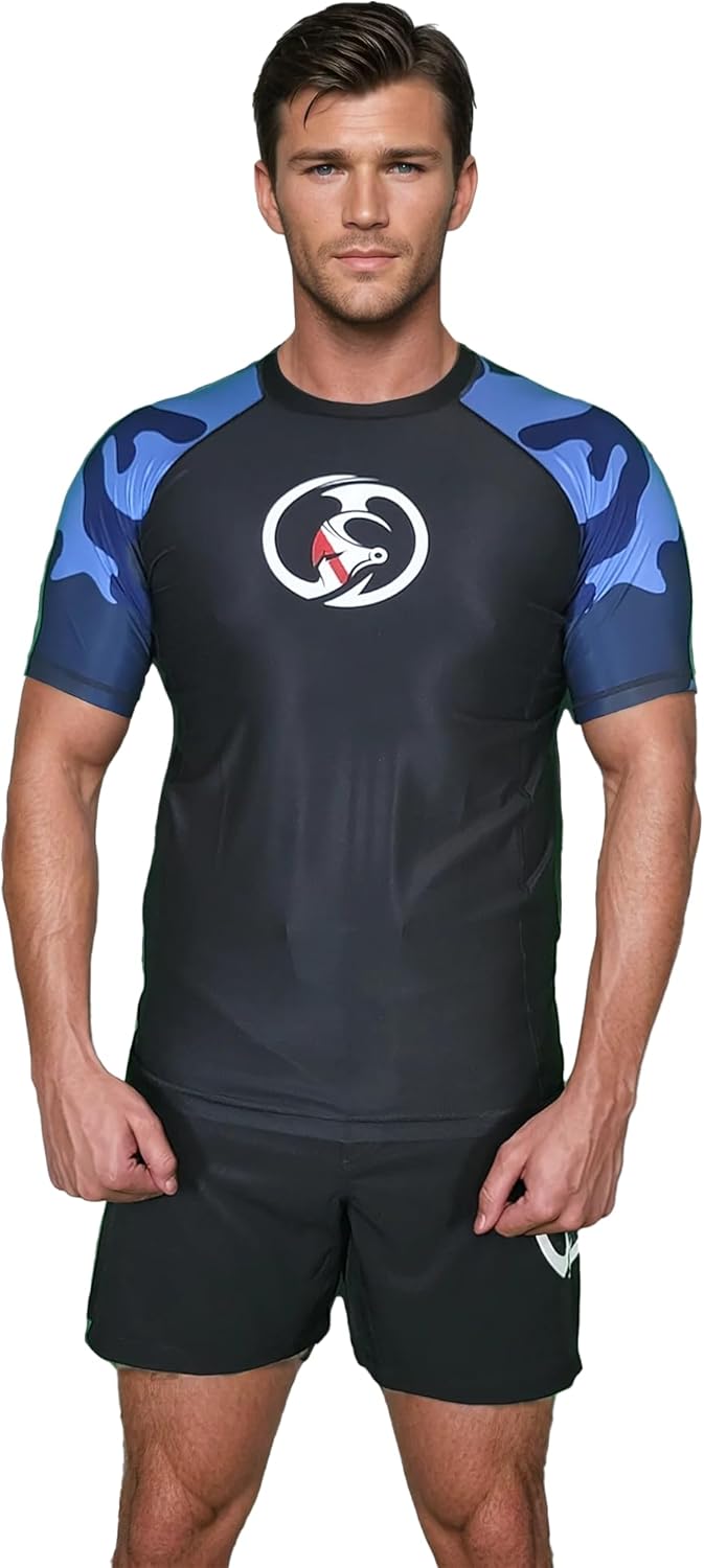 KOMBAT USA Short Sleeve Rash Guard KC Ocean & Snow | MMA, BJJ Comprasion Short Sleeve | Jiu Jitsu, Men’s BJJ, No GI