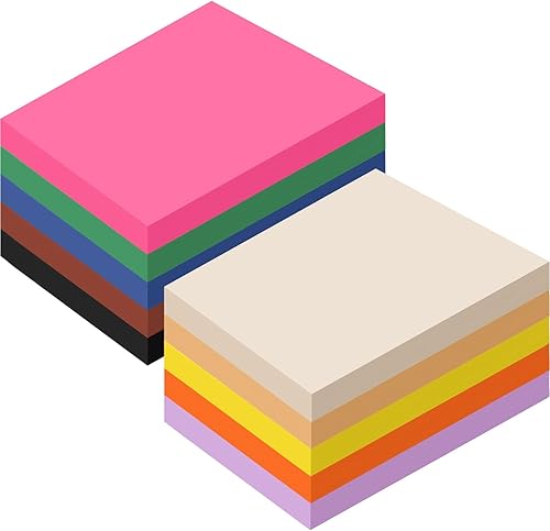 Papel de color de construcción, A4 de 9 x 12 pulgadas, 1000 hojas, papel pesado para colorear para niños, suministros escolares a granel (color