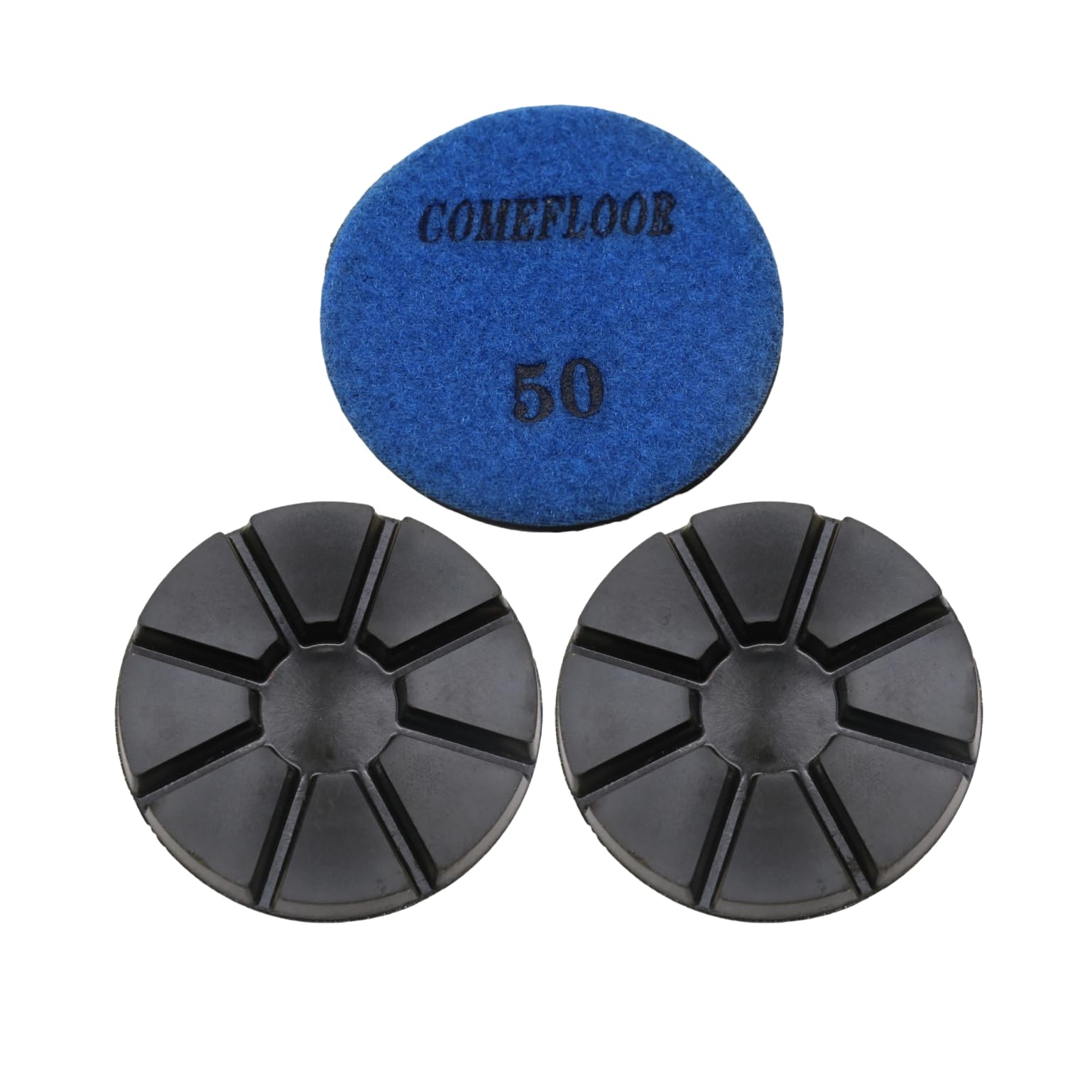 Discos híbridos de pulido de diamante de transición para suelo de terrazo de hormigón, almohadillas de molienda de gancho y bucle de 3 pulgadas, 50#, 3 unidades