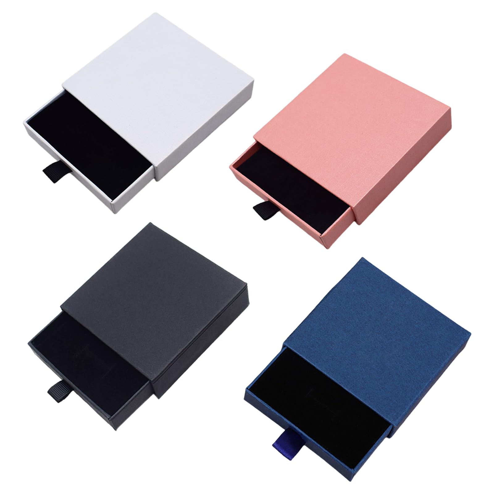 JIANYHJIANYH 4 Pcs Gift Boxes For Jewellery, Small Gift Box, Jewellery Gift Boxes for Valentine's Day Birthday Christmas Anniversaries Present Wrapping (Black, White, Blue and Pink)