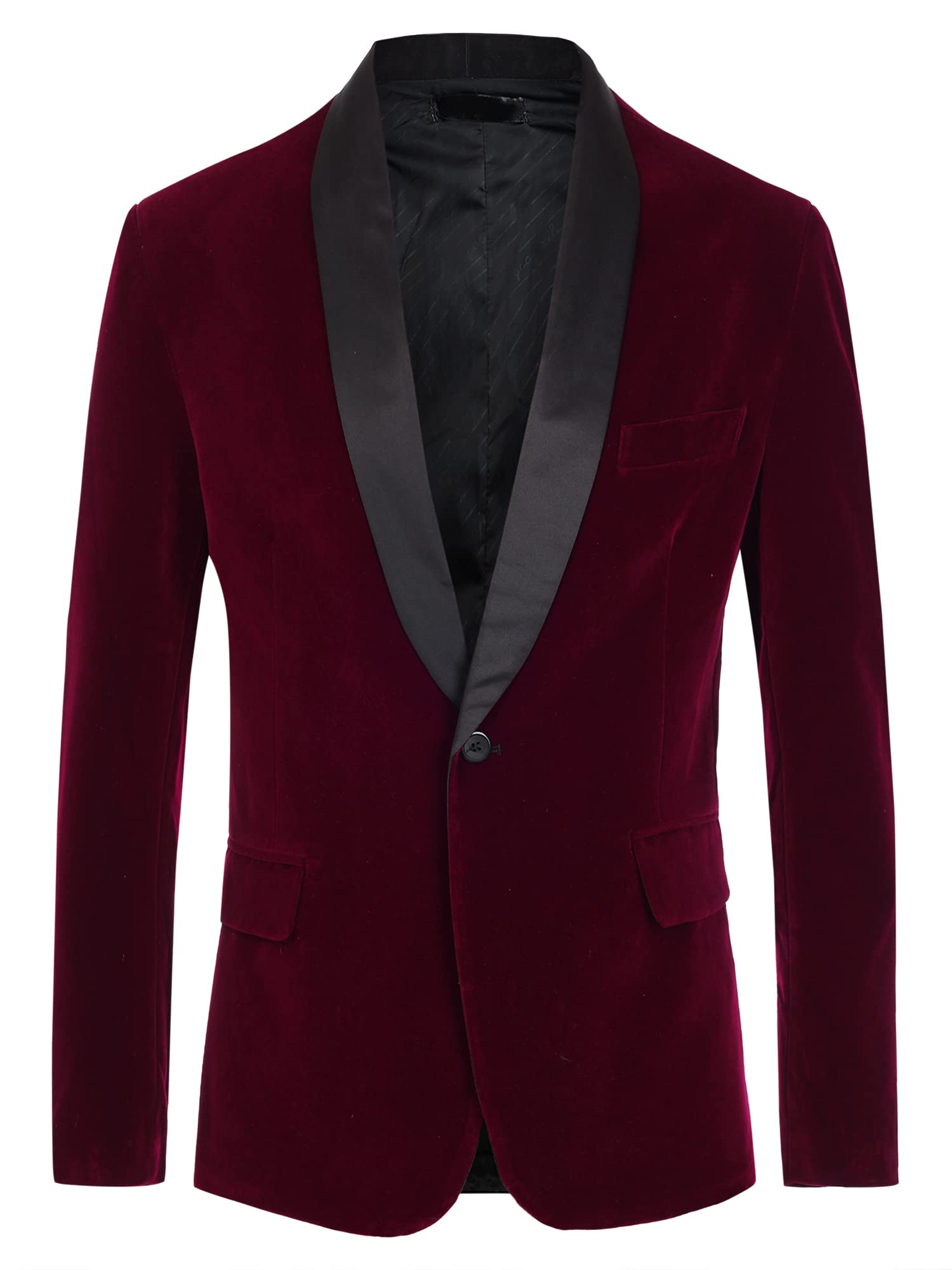 Lars Amadeus Shawl Lapel Velvet Blazer for Men's Slim Fit One Button Wedding Tuxedo Sports Coat