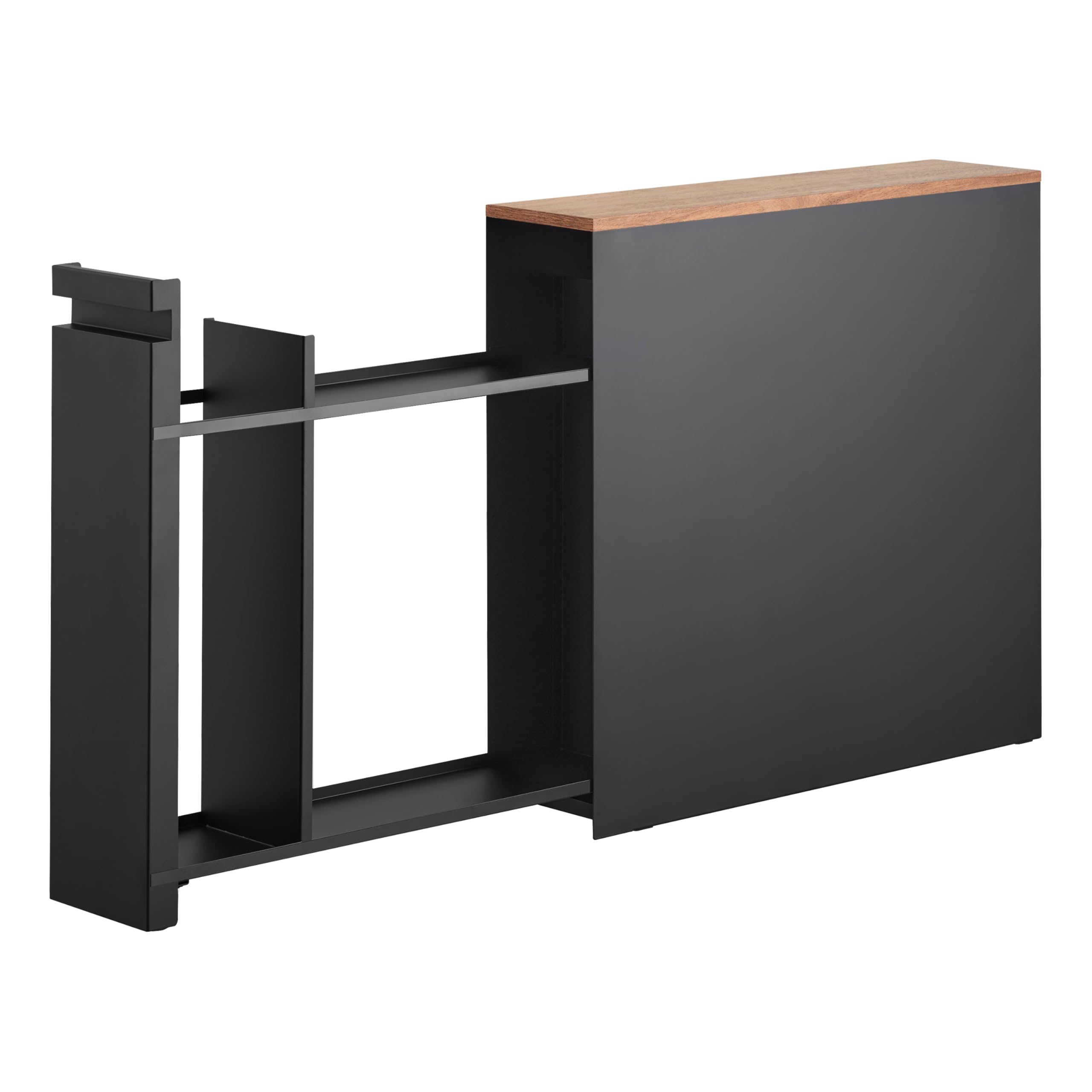 Photo 1 of YAMAZAKI Home Pull-Out Bathroom Storage Cabinet with Wood Top, Black