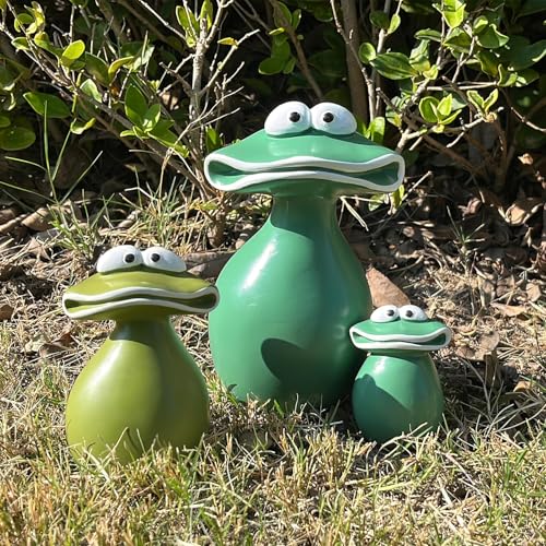 VIPOPICO 3er-Set Großer Frosch Figuren für Garten - Wetterfeste...