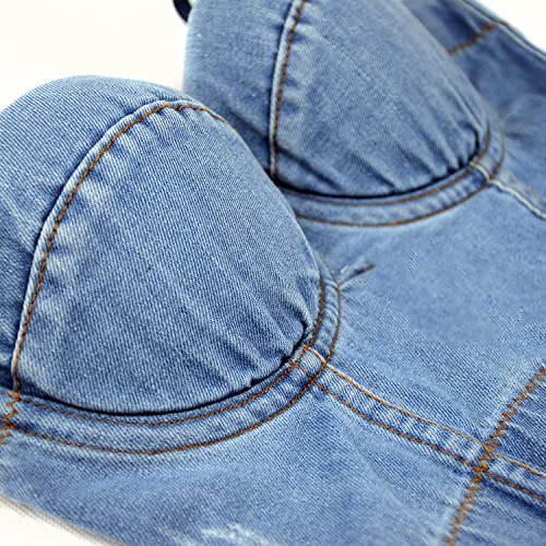 ELLACCI Women's Denim Bustier Crop Top Jean Corset Top Bra with Detachable Straps4